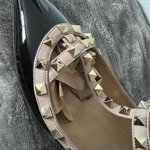 Valentino rockstud black patent leather flats